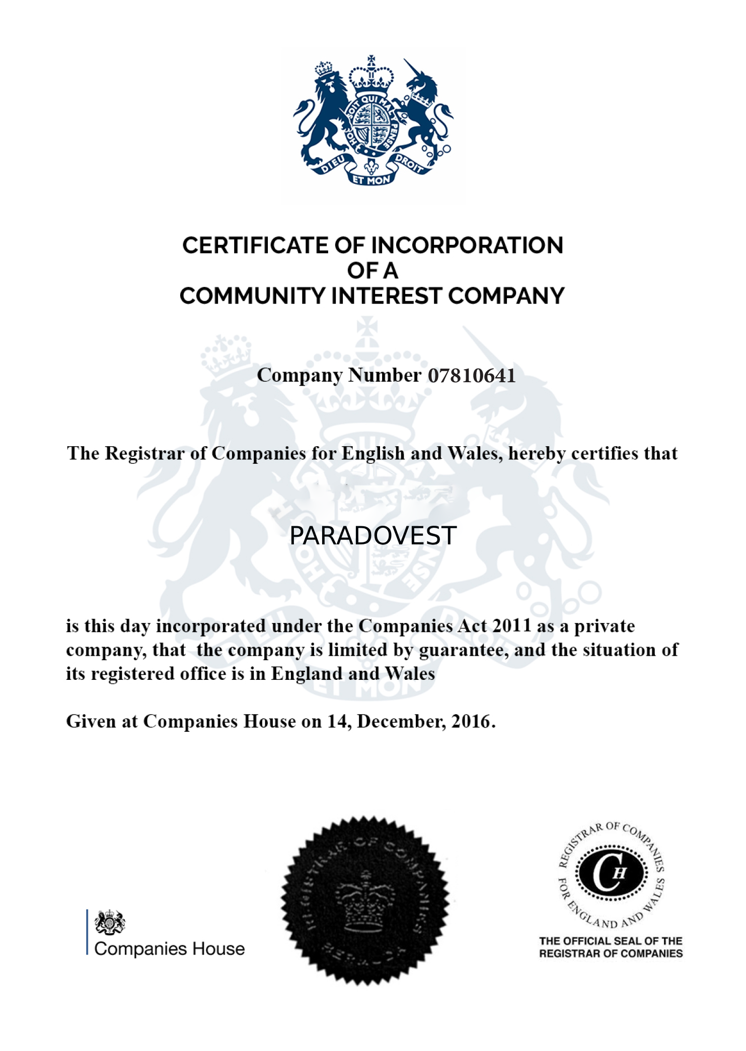 certificate